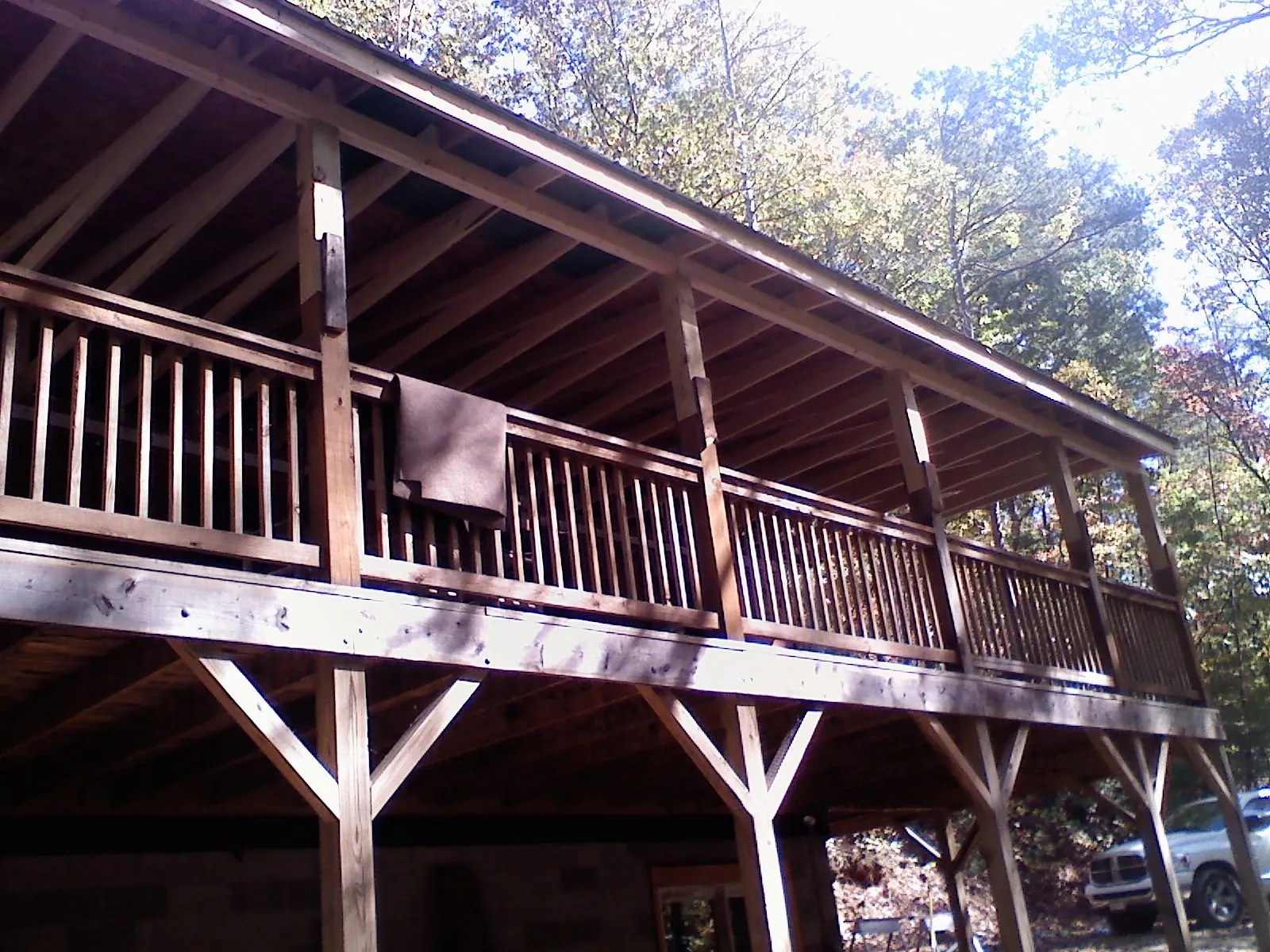 Timber framing under a new elevated porch and deck — Roof Leak Repair in Dickerson by Roofing Brothers
